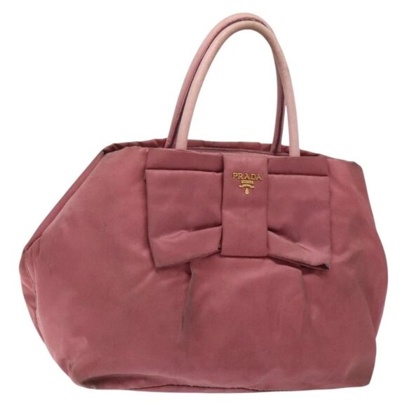 PRADA Hand Bag Nylon Pink Gold Auth - Picture 6 of 16